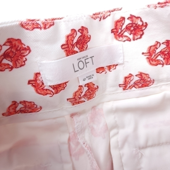 New Loft The Riviera Short White Red Sz 4 Petite - Picture 2 of 15